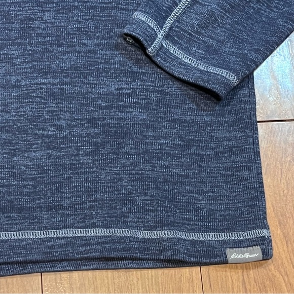 Eddie Bauer Navy Blue Heather Quarter Zip Pullover Sweatshirt Jacket Sz M - Picture 3 of 6